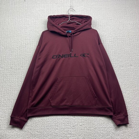 Y2K O'Neill Hoodie Mens Skater Sweatshirt Jacket Burgundy Red Sz L Embroidery - Picture 1 of 11